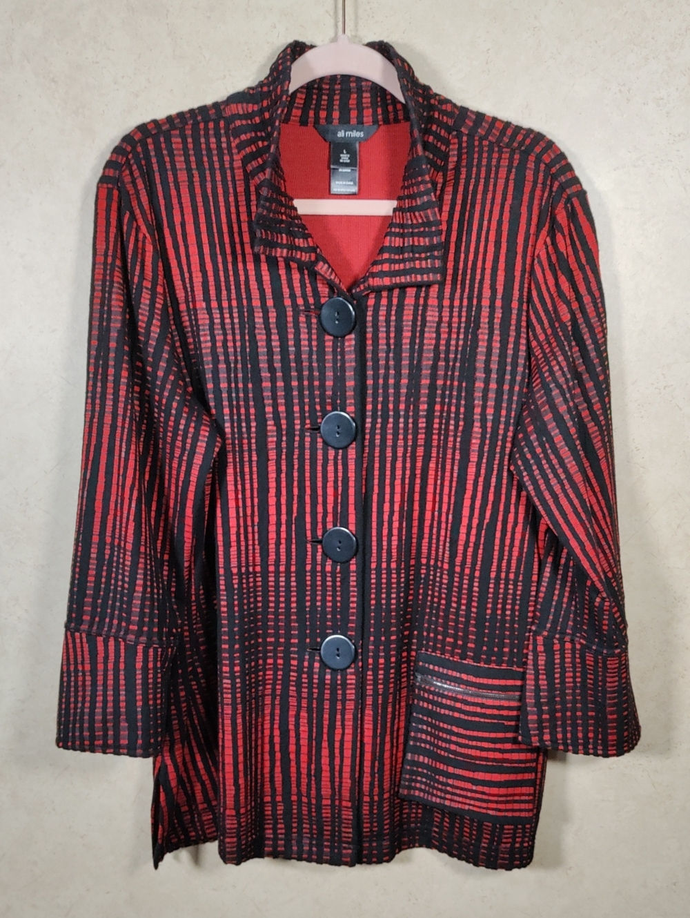 J146 Ali Miles Red & Black Plaid Button Jacket L NEW
